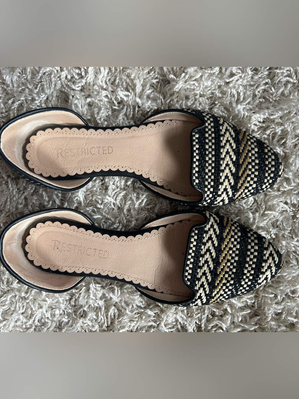 Woven D’Orsay flats, neutral tones, sz 6
